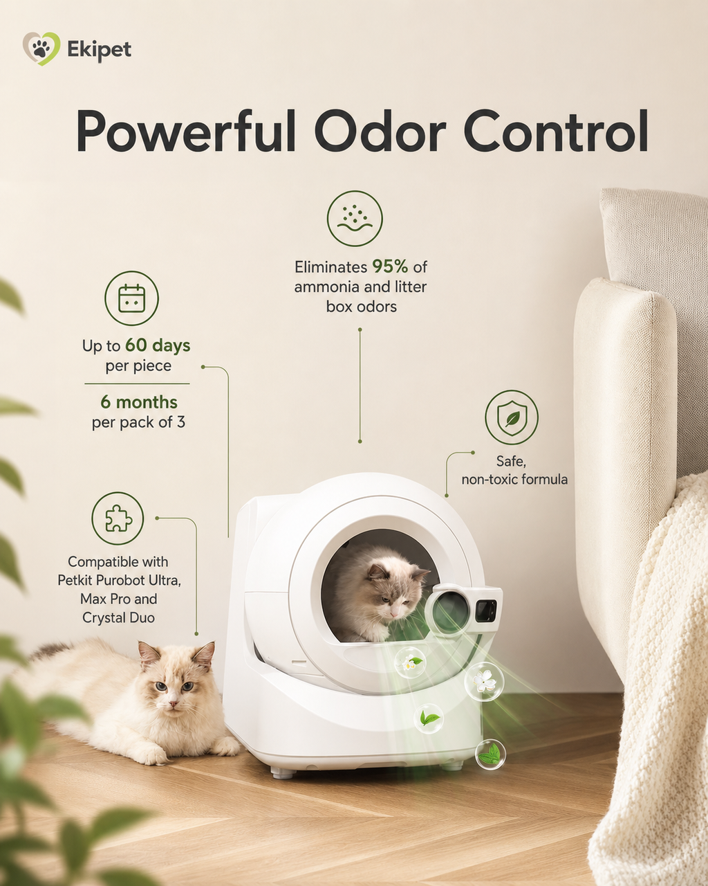 Éliminateur d'Odeurs N60 pack de 3