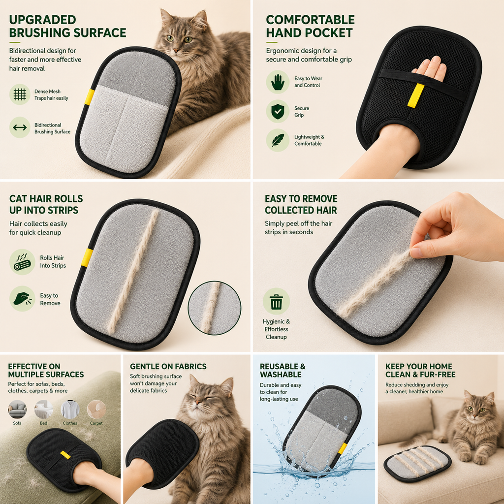 Gant Anti-Poils Animaux 2-en-1